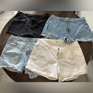 Women’s High-Rise Denim Shorts - White, Light Blue, Blue, Black